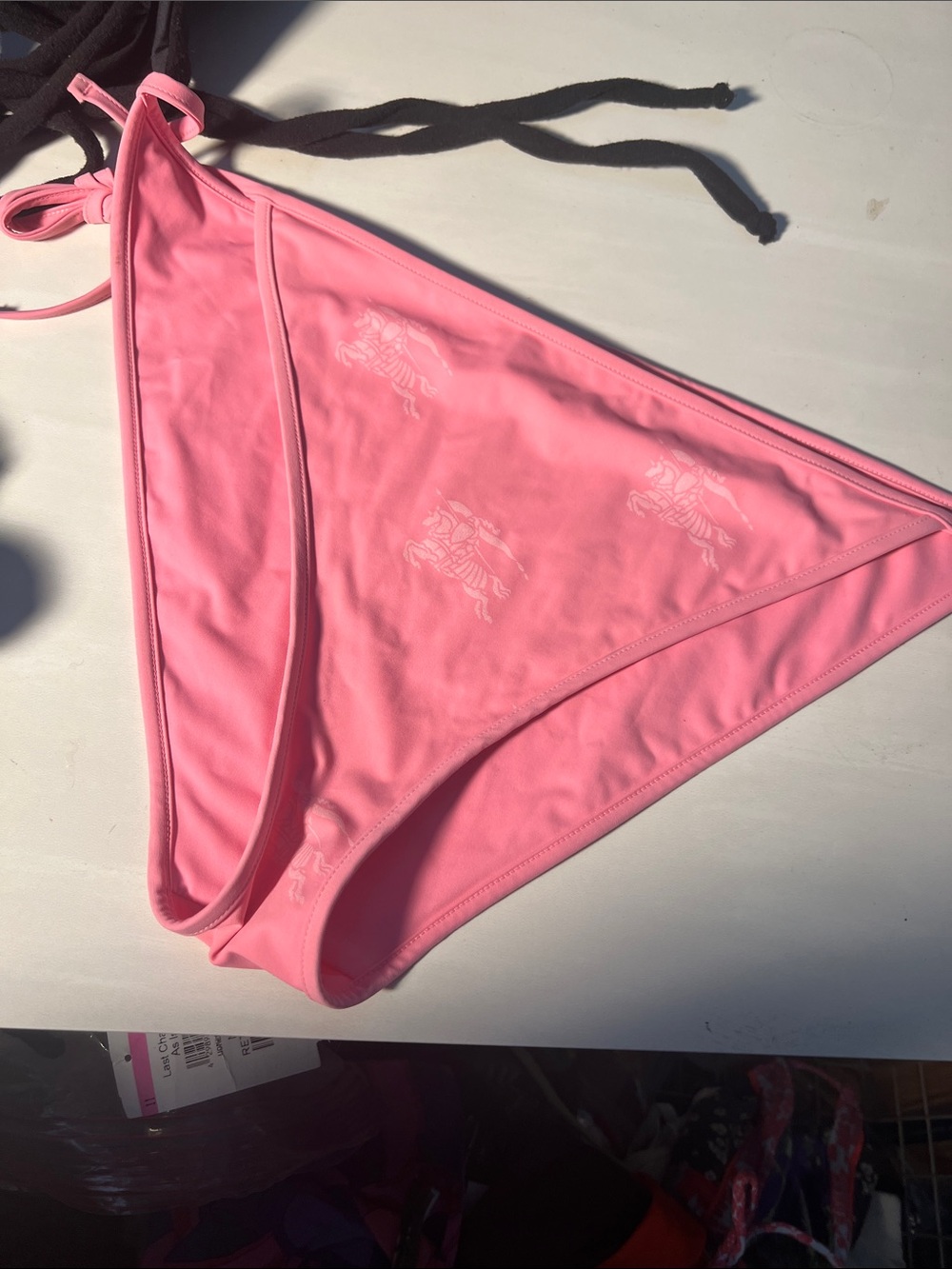 Burberry Pink Triangle Bikini Bottom - Signature Embossed Logo